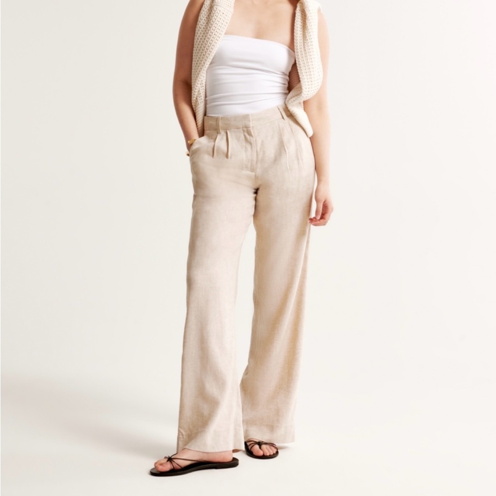 Abercrombie & Fitch Cream Linen Pants